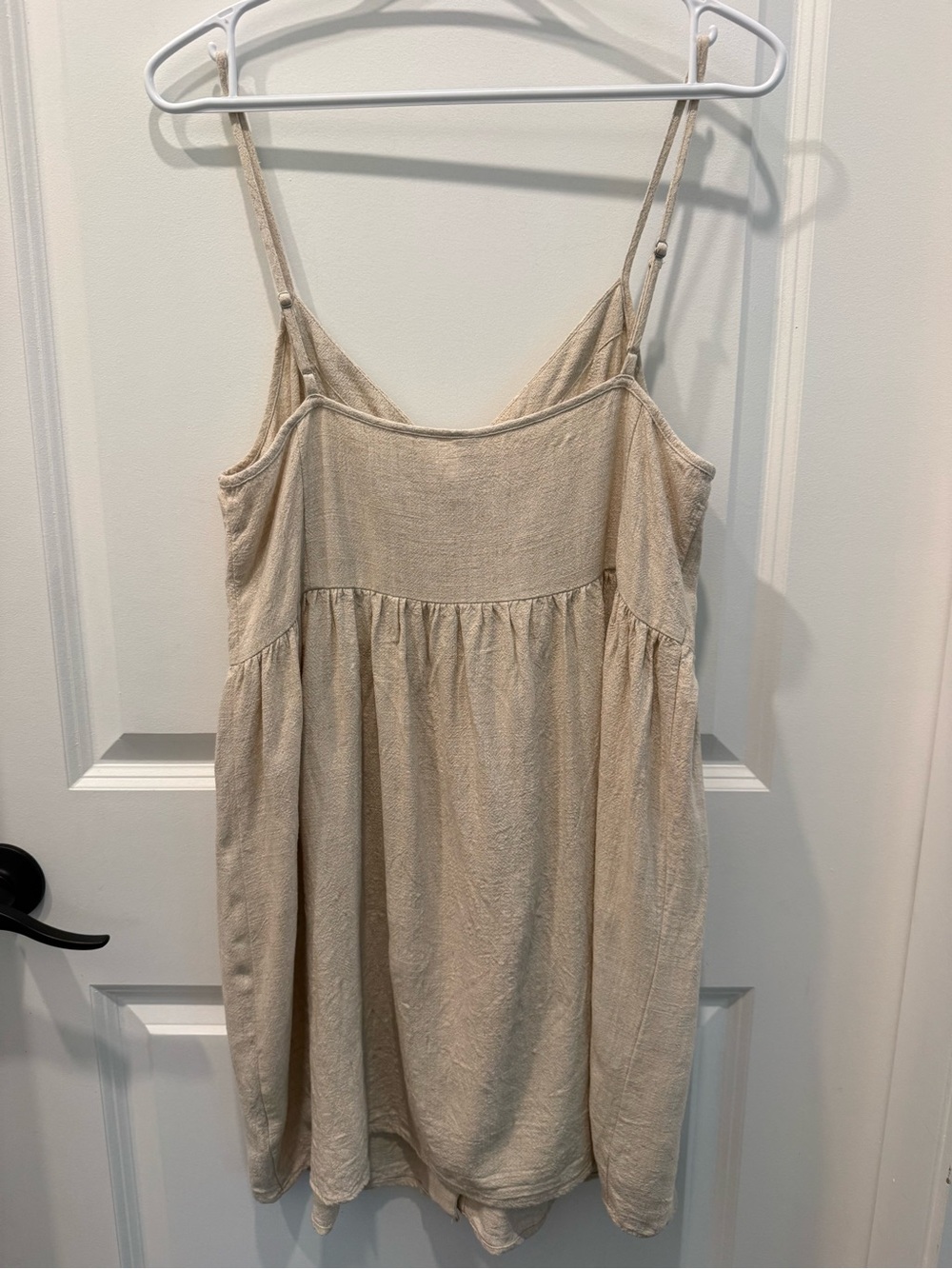 Linen Cream Button-Front Sundress - Picture 4 of 5